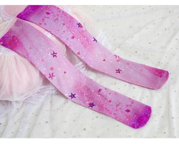 Japonijos Harajuku stilius lolita pusė vamzdis kojinės Lolita svajonė žvaigždėtas dangus virš kelio kojinių antblauzdžiai studentų kojinės