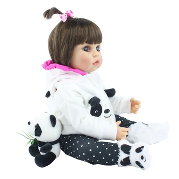 55 CM, Full Minkšto Silikono Reborn Baby Girl Lėlės Žaislas Naujagimių Princesė Gyvas Bebe Kūdikių Su Panda Boneca Maudytis Žaislas Gimtadienio Dovana