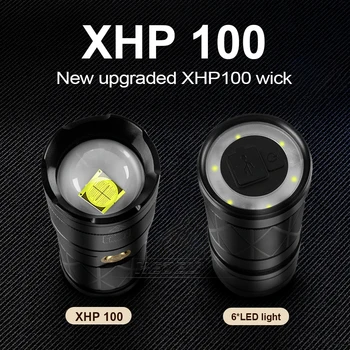 XHP100 labiausiai Galingas Taktinis led Žibintuvėlį, fakelą, Built-in baterijos įkrovimo medžioklės lantern, flash šviesos XHP 100 darbo žibintas