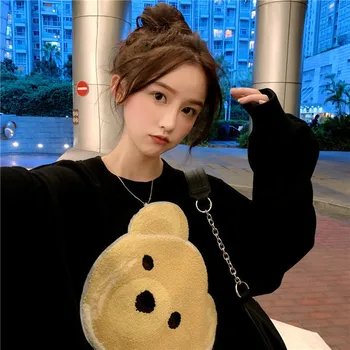 Mados Padengti Negabaritinių Hoodie Palaidinės Moterims Korėjos Mielas Bliuzono Streetwear Mergina Rudenį Harajuku Viršūnes Moterų Rudenį Hoodie