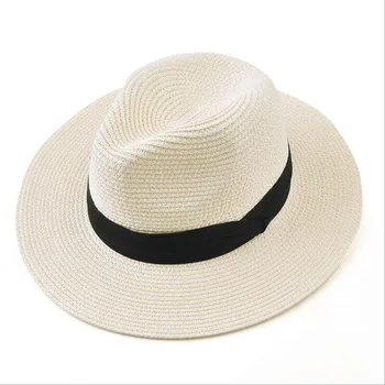 BINGYUANHAOXUAN Prekės 2017 Naujas Vasaros Skrybėlės Moterims Juodojo Kaspino Panama Šiaudų Skrybėlę Mados Panele, Panele, Skrybėlės Beach Sun Skrybėlę