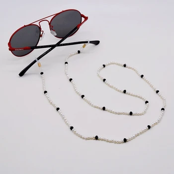 Išskirtinį perlą, akiniai, grandinės, gamtos mažas baltas perlas, juodasis kristalas, trumparegystė akiniai, akiniai nuo saulės, aksesuarai, ponios 