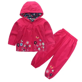 R&Z 2019 vaikų mados kostiumą hoodie kelnės 2 gabalas striukė sportinis kostiumas gėlių spausdinti mergina švarkelis, lietpaltis kempingas drabužiai
