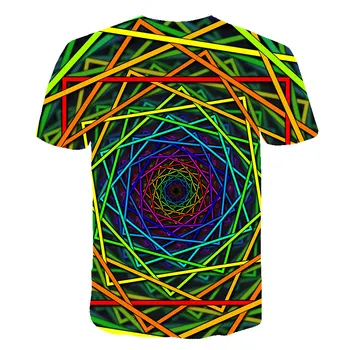 Vyrai 3d marškinėliai Vasaros Psichodelinio abstrakčiai Spausdinti Marškinėliai Vyrų trumpomis Rankovėmis Juokingi Marškinėliai 3D Spalvinga Meno Palaidinė Viršūnės