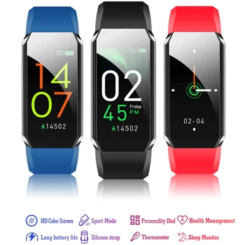 Fitneso Apyrankę Kūno Termometras IP67 atsparus Vandeniui Smart Apyrankę Fitness Tracker Širdies ritmo Monitorius 