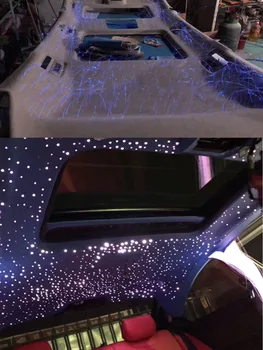Automobilių Naudojimo 16W RGB Šviesos variklio 200pcs*0,75 mm*2M LED optinio Pluošto šviesos Star Lubų apšvietimo Rinkinys