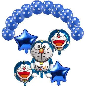 15vnt/set animacinis Žaislas latekso Oro Balionų Dekoras Vaikų Šalis Globos Gimtadienio Folija Helio Pripučiami Doraemon Jingle Katė Balionai