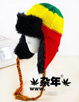 Rasta reggae Žiemos skrybėlę Hip-Hop Bobas Jamaikos bžūp Rasta Reggae multi - spalva Kaukolė Dryžuotas Nėrimo Kepuraitė šalmas Trapper bžūp