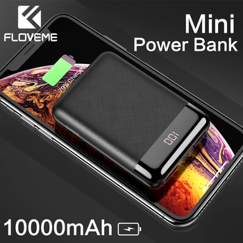 FLOVEME 10000mAh Mini Galios Banko Nešiojamų Įkrovimo Mi Powerbank Poverbank Išorės Baterija, Kroviklis, Skirtas 
