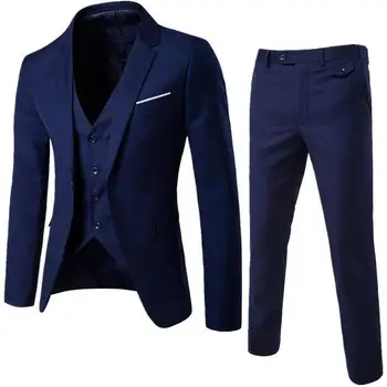 Naujas trijų dalių (švarkas + kelnės + liemenė) kostiumas, liemenė kelnės socialinės tiktų vyrų mados įmonė fit vyriški vestuvių kostiumą derliaus
