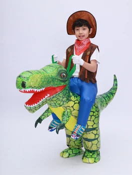 Vaikai, Vaikas, T Rex Dinozaurai Pripučiamas Kostiumas Cosplay Kaubojus Važiuoti Dinozaurų Helovinas Puras Pripūstos Drabužis Disfraces 3D Spausdinti