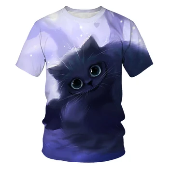 2020 m. Vaikams Super Cool Cat 3D Print T Shirt Baby Berniukų/mergaičių Trumpas Rankovės Vasaros Viršūnes Vaikai Labai Drabužius Paaugliams