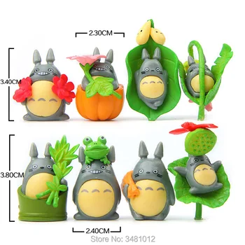 16pcs Studio Ghibli Animacinių filmų Totoro Su Lapų Miniatiūriniai PVC Veiksmų Skaičiai Mini Sodo Puošmena Amatų Terariumai Figūrėlės Lėlės
