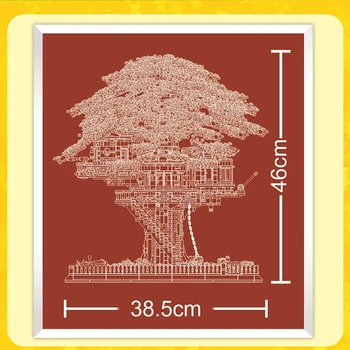031004 Idėjas Miesto Gatvės Serijos Miško Medžių Namas Šviesos Sakura Plytų Modelis Sembo Blokai Kalėdų Vaikams Žaislai