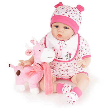 55cm Bebe Reborn Baby Doll Mergina Naujagimių Gyvas Žaislas Vaikams Dovanų Silikono Vinilo Rožinė Apranga su Žaislas Žirafa Vaikams, Žaislai