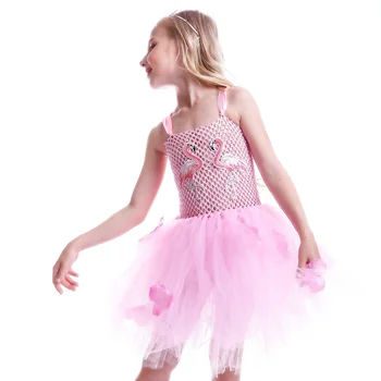 Merginos Flamingo Princesė Suknelė Rožinės Spalvos Gėlių Tiulio Drabužiai Vaikams Gimtadienio Suknelės 2018 Prekės Gyvūnų Kostiumas Flamingo Vestidos
