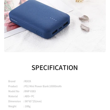 ROKO Galia Banko 10000mAh Išorės Dual USB Akumuliatoriaus Kroviklis Nešiojamų Ultra-plonas Polimero Powerbank už Xiaomi/Oneplus повербанк