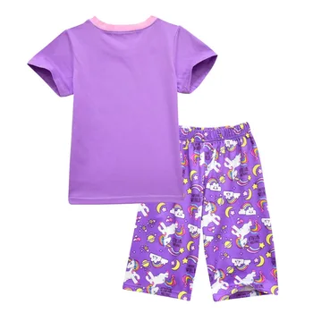 Pižama Mergaitėms Vienaragis Pasaulio Sleepwear Vaikų Vaivorykštė Unicornio Undinė Pižamos Vaikams, Vasaros Homewear Drabužių Rinkinys