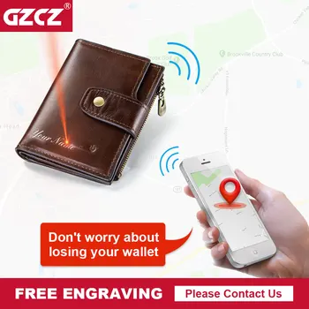 GZCZ Smart Piniginės Rda natūralios Odos, su signalizacija GPS Žemėlapis 
