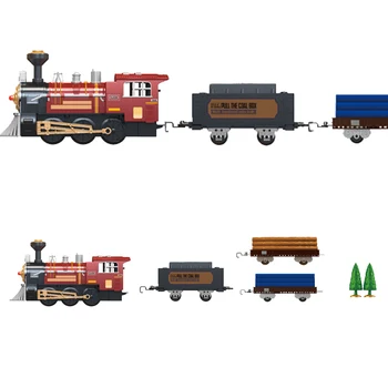 Kalėdų Elektrinio Traukinio Žaislai, Vaikų Elektros Geležinkelio Bėgių Traukinio Rinkinį Lenktynių Kelių Transporto Pastato Žaislus Kalėdų Dovana
