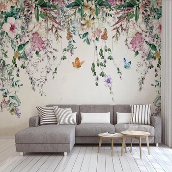 Milofi užsakymą didelis tapetai, freskos Šiaurės šalių šiuolaikinės šviežių akvarelė vynuogių gėlių fone sienos popieriaus freskos dekoratyvinis dažymas