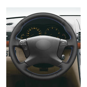 Ranka prisiūta Juoda PU Dirbtinė Oda Automobilių Vairo Dangtelis Toyota Avensis 2003 m. 2004 m. 2005 m. 2006 m. 2007 m. 2008 m.