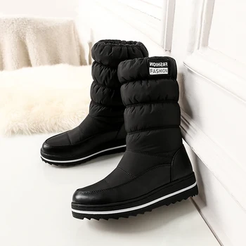 Mados moterų žiemos antislip platforma batai Šiltas pliušinis slip-on femmes batai Komforto, suapvalinti tne ponios sniego bottines Plius dydis