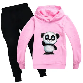 Rudenį Drabužiai Vaikams Helovinas ilgomis Rankovėmis Panda Kawaii Hoodies ir Kelnės Bamblys Berniukų Drabužiai Nustatyti Boutique Komplektus Camisetas