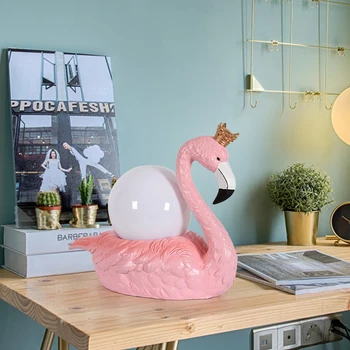 Šiuolaikinės Kūrybos Animacinių Filmų Romantiška Pink Flamingo Paprasta Stalinė Lempa, Miegamojo Lovos Lempos, Led Šviesos Vestuvių Kambaryje Vaikas Lempa E14