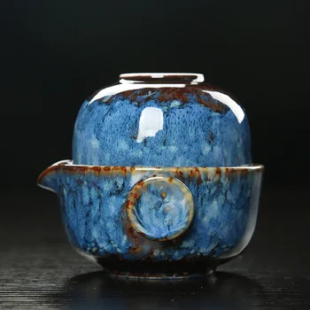 Kinijos Keramikos Kung Fu Arbatos Rinkinys 1 Arbatinukas 1 Puodelis Kelionės Arbatos, Kavos Puodelio Drinkware Arbatos Puodeliai Gaiwan Lauko Kempingas Arbatos Rinkinys