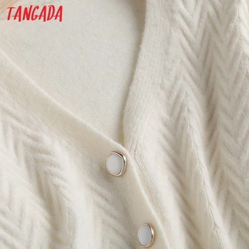 Tangada moterų balta twist cardigan vintage megztinis trumpas stiliaus 2020 m. rudens žiemos negabaritinių megzti megztinis kailis BC89