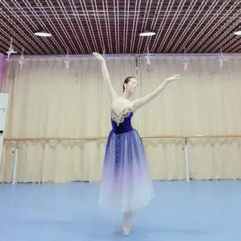 Profesinės Ilgai Baleto Tutu Suknelė Gradientas Mėlynos Balerinos Suaugusiųjų Vaikų Baleto Kostiumai Šalis Šokių Moterys Baleto Suknelė Mergaitėms