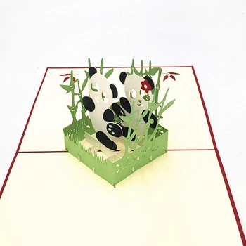 10vnt Rankų darbo 3D Pop-Up Kortelės Panda Popieriaus Sveikinimo Kirigami Kortelę su Gimtadieniu Pakvietimo Atvirukų Vaikai Padėkos Dovana