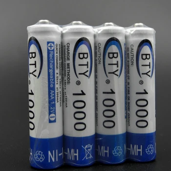 4x BTY NIMH Akumuliatorius AAA 1000mAh 1.2 V Bateria Realias galimybes 10440 Baterijos elemento Žibintuvėlį, Fakelą ping