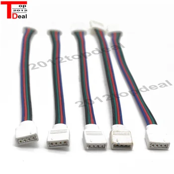 30pcs/daug 4pin led išplėtimo jungties kabelis 4 pin adata ir užsegimas už 3528/5050 RGB led juostos