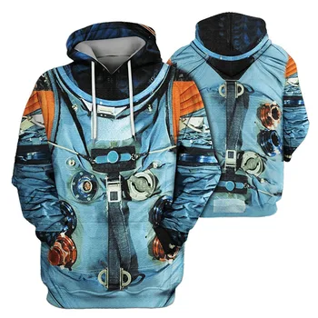 3D Spausdinimo Armstrong kosmonauto kostiumas Hoodies Vyrų/Moterų Atsitiktinis Astronautas kosmonauto kostiumas Palaidinės Streetwear Drabužių, Negabaritinių Paltai