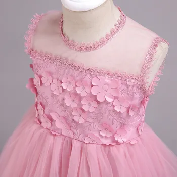 Naujas Nėrinių Paauglių Vaikų Mergaičių Vestuvių Suknelės, Elegantiškas Princesė Vaikų Drabužiai Mergaitėms Suknelės Oficialią Dėvėti Rankovių Suknelės