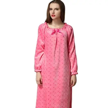 Moterų sleepwear nightgowns sleepshirts Rudenį ir žiemą, moterų ilgas rankovėmis plius dydis flanelė koralų vilnos Princesė moteris