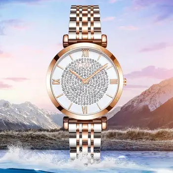 2019 Naujas Mados Prabangos Prekės ženklo Moterų Laikrodžiai, Nerūdijančio Plieno, kalnų krištolas Ponios Žiūrėti Moterų Laikrodis relojes mujer relogio feminino