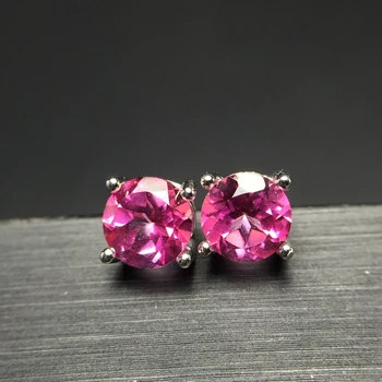 Paprastas stilius Rožinis Topazas ausies pin 925 sidabro mažas mielas specialios pardavimo