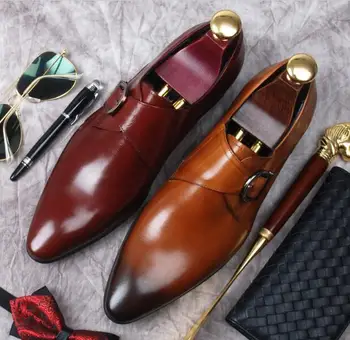 Vyriški odiniai batai džentelmenas Britų verslo odiniai batai bugue pažymėjo tne suknelė vyriški batai sagtis pokylių batai