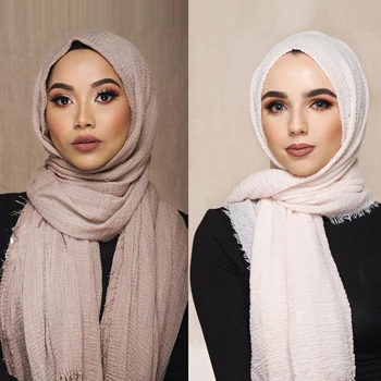 Musulmonų moterys Anakardžių riešutų vingiuoti hijab šalikai, šaliai, kaklaskarės moterų medvilnės skarelė arabų wrap skarų ponios hijab femme musulman
