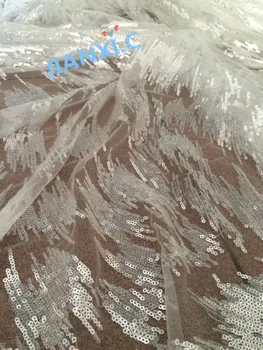 Specialių siuvinėtų nėrinių audinio JIANXI.C-72005 su blizgančiais afrikos prancūzų ju nėrinių audinio vestuvinė suknelė
