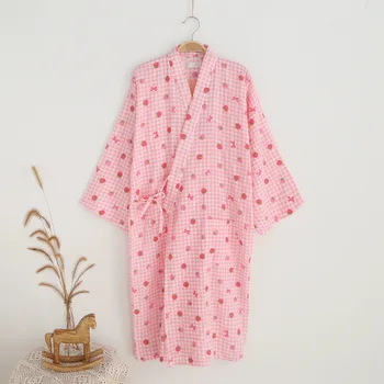 Vasaros plonas kimono moterų pižamą chalatas grynos medvilnės marlės cardigan nėrinių ilgą pižamą pižama sauna prakaito garinimas drabužiai