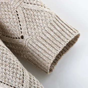 2020 Ilgas Megztinis Moterims Rudens Žiemos Kratinys Megztinis Ilgomis Rankovėmis Atidaryti Priekiniai Megztiniai Megztiniai Palto Kišenės