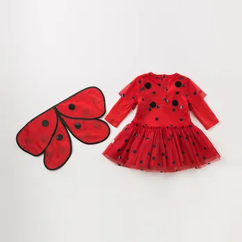 DB11733 dave bella rudenį baby girl ' s princess mielas taškų drugelis suknelė vaikų mados šalis suknelė vaikams kūdikiams lolita drabužiai