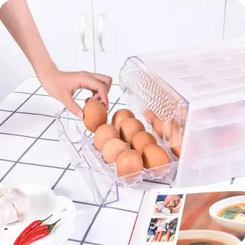 Japonijos Skaidraus Plastiko Kiaušinių Laikymo Dėžutė Stalčių Tipo, Kiaušinio Organizatorius Virtuvės Rangement Šaldytuvas Anti-susidūrimo Kiaušinių Laikiklis
