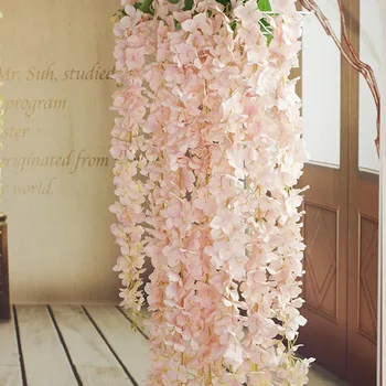 Modeliavimo wisteria gėlių dirbtinio šilko vynuogių gėlių hydrangea rotango 