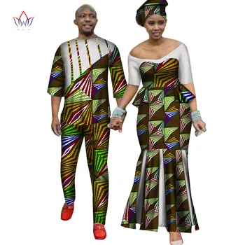 Afrikos Stilius Poros Apranga Saldus Mėgėjai heidi bazin Ilgai Moterų Dress & Mens Rinkiniai Dashiki Plius Dydis Vestuvių Drabužių WYQ314