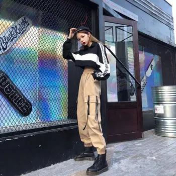 Vyrai Kišenės Krovinių Haremo Kelnės, Moteriški 2019 Atsitiktinis Poilsiu Baggy Taktinės Kelnės Harajuku Streetwear Hip-Hop Mados Grobis Mens